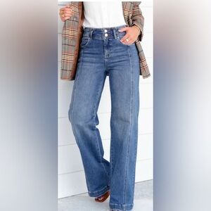 Risen Wide Leg Seam Front Trouser Jeans/Medium Wash: Size 25 =(Sz. 2) 33” length